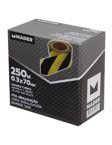 CINTA DE SEÑALIZACION NEGRO-AMARILLO 250Mtrs.X7Cm. MADER
