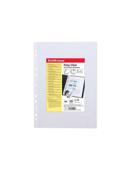 PACK 100 FUNDAS PLASTICAS MULTITALADRO TRANSPARENTE ERICHKRAUSE
