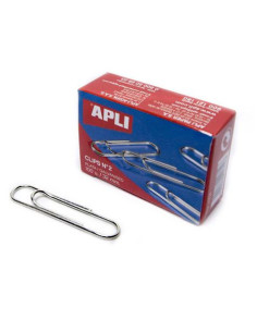 CAJA DE 100 UNIDADES DE CLIPS PLATEADOS APLI - Nº2 - 32MM