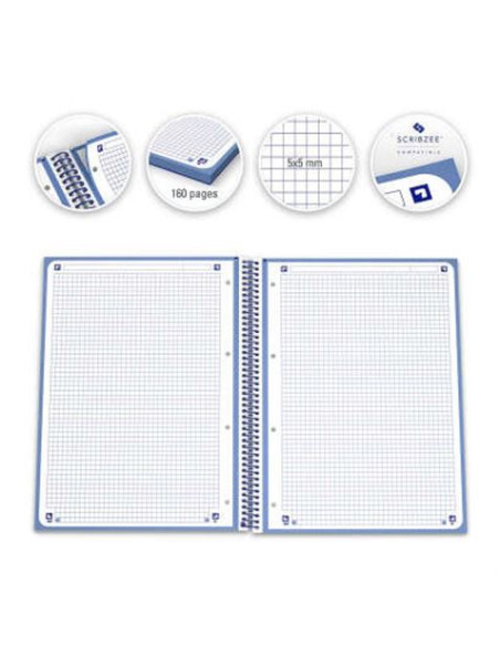 CUADERNO ESPIRAL TAPA DURA AZUL A4+ CUADRICULADO 5X5 OXFORD