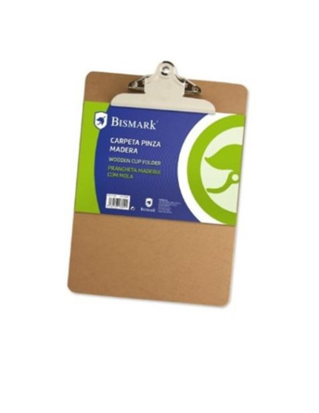 CARPETA SUJETAPAPELES CON BASE DE MADERA Y PINZA METALICA FORMATO A4