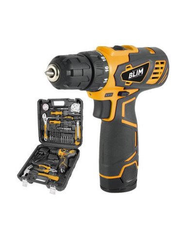 KIT TALADRO ATORNILLADOR 12V 1.5AH + 30 HERRAMIENTAS BLIM