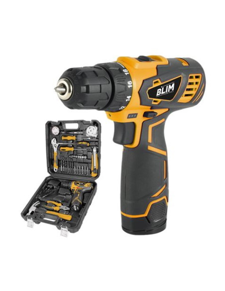 KIT TALADRO ATORNILLADOR 12V 1.5AH + 30 HERRAMIENTAS BLIM
