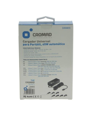 CARGADOR UNIVERSAL AUTOMÁTICO 65W CROMAD