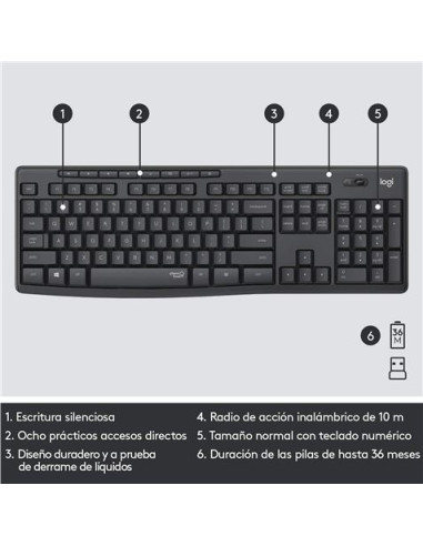 KIT TECLADO Y RATON WIRELESS SILENT TOUCH MK295 LOGITECH GRIS