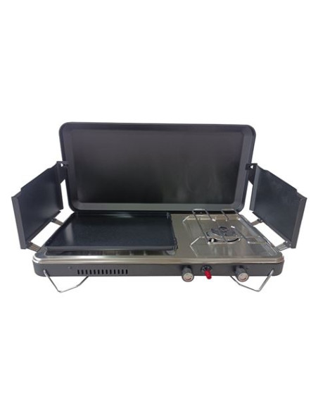 COCINA DE GAS PORTATIL PREMIUM OUTDOOR PLANCHA + DOBLE QUEMADOR MUVIP