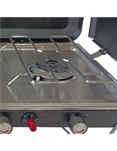 COCINA DE GAS PORTATIL PREMIUM OUTDOOR PLANCHA + DOBLE QUEMADOR MUVIP