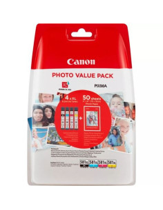 PACK 4 CARTUCHOS + 5 HOJAS PAPEL FOTOGRAFICO CLI581XL CANON