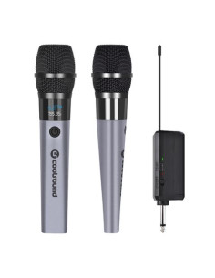 PACK 2 MICROFONOS INALÁMBRICOS UHF CON RECEPTOR Y BATERÍA COOLSOUND 2