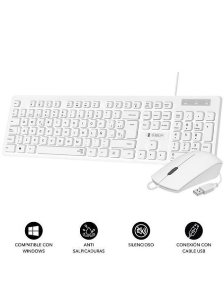 COMBO TECLADO Y RATON CON CABLE BUSINESS SLIM BLANCO SUBBLIM