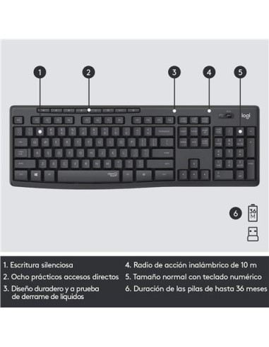 KIT TECLADO Y RATON WIRELESS SILENT TOUCH MK295 LOGITECH GRIS