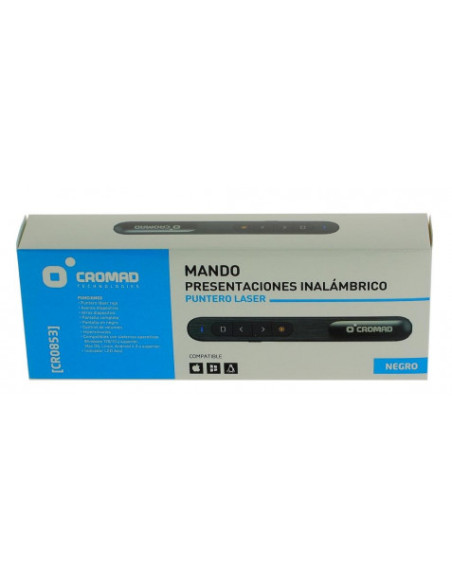 MANDO PRESENTACIONES INALAMBRICO PUNTERO LASER NEGRO CROMAD