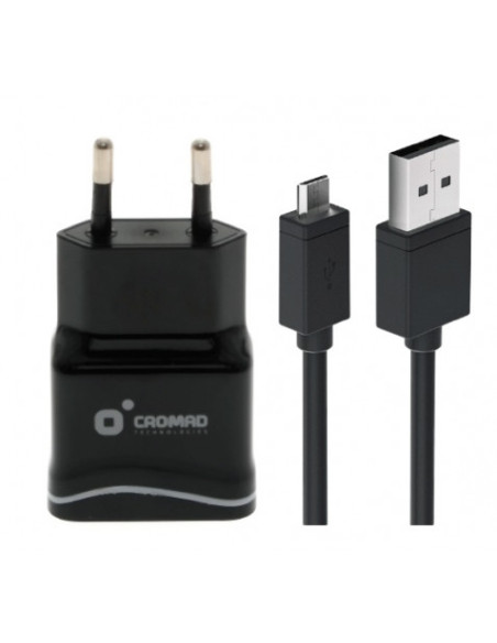 PACK CARGADOR CORRIENTE 2.1A + CABLE MICRO USB CROMAD