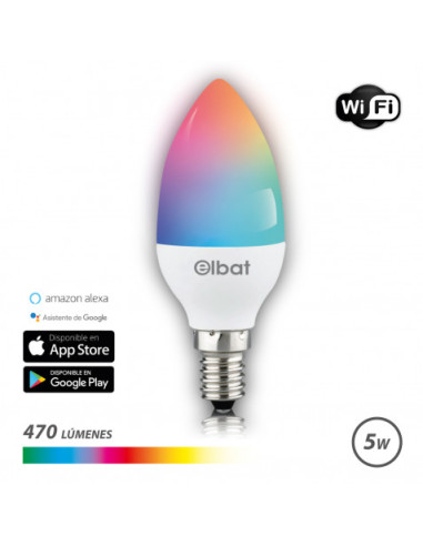 BOMBILLA LED SMART WIFI VELA C37 E14 5W 470LM RGB