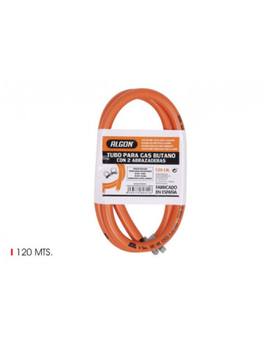 MANGUERA GAS BUTANO 120CM CON ABRAZADERA ALGON