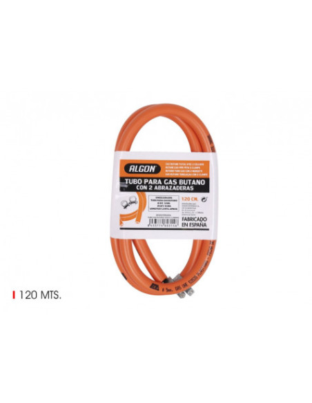 MANGUERA GAS BUTANO 120CM CON ABRAZADERA ALGON