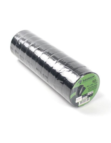 CINTA AISLANTE 10 PCS 10MX19MM NEGRA SAURIUM