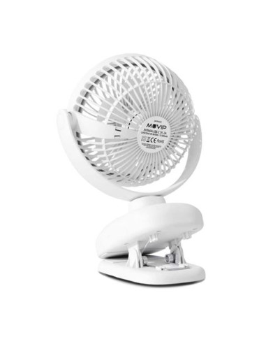 VENTILADOR PORTATIL TIPO CLIP 6\" OSCILANTE CON LUZ LED Y BATERÍA MUVIP