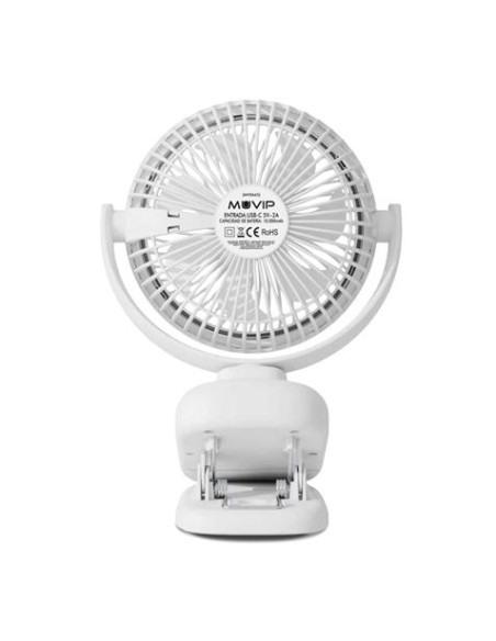 VENTILADOR PORTATIL TIPO CLIP 6\" OSCILANTE CON LUZ LED Y BATERÍA MUVIP