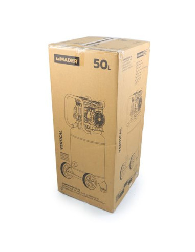 COMPRESOR DE AIRE VERTICAL 50 LITROS | 2HP | 10BAR | SILENCIOSO MADER