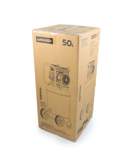 COMPRESOR DE AIRE VERTICAL 50 LITROS | 2HP | 10BAR | SILENCIOSO MADER