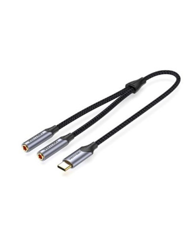 ADAPTADOR USB-C A 2 JACK 3.5 HEMBRA GRIS VENTION
