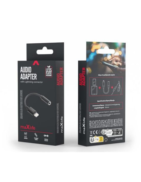 ADAPTADOR DE AUDIO MINI-JACK A LIGHTNING PARA IPHONE MXJL-02 MAXLIFE