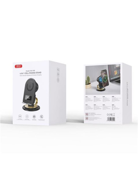 SOPORTE PARA SMARTPHONE CON ALTAVOZ BLUETOOTH Y CARGA INALAMBRICA F69 XO