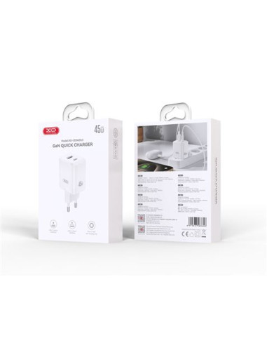 CARGADOR USB+USB-C 45W CE36 BLANCO XO