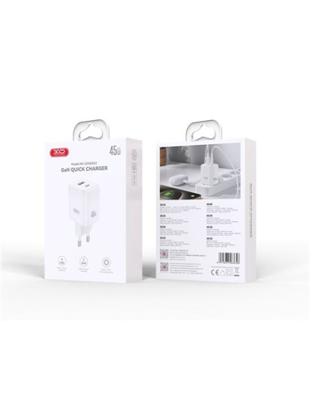 CARGADOR USB+USB-C 45W CE36 BLANCO XO