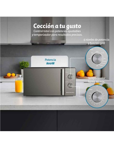 MICROONDAS CON GRILL 20 LITROS 800W CON ESPEJO GRUNKEL