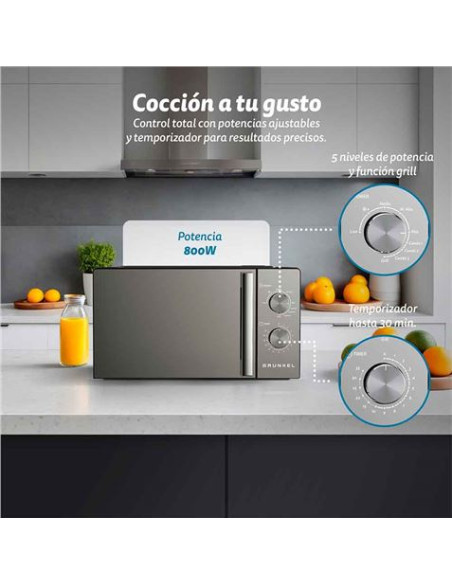 MICROONDAS CON GRILL 20 LITROS 800W CON ESPEJO GRUNKEL