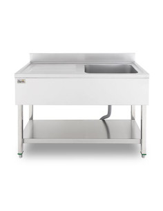 FREGADERO INDUSTRIAL 140X70X85CM CUBETA DERECHA Y ESTANTE CHEF PRO 2