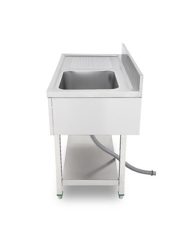 FREGADERO INDUSTRIAL 140X70X85CM CUBETA DERECHA Y ESTANTE CHEF PRO