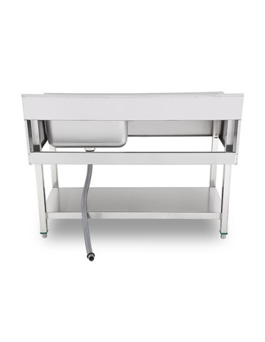 FREGADERO INDUSTRIAL 140X70X85CM CUBETA DERECHA Y ESTANTE CHEF PRO