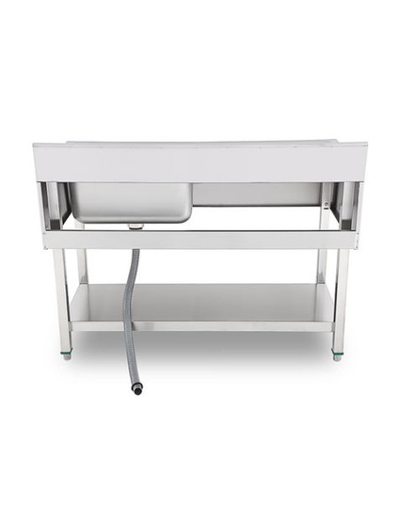 FREGADERO INDUSTRIAL 140X70X85CM CUBETA DERECHA Y ESTANTE CHEF PRO
