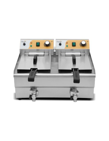 FREIDORA ELÉCTRICA PROFESIONAL 10+10 LITROS 2X3000W CHEF PRO