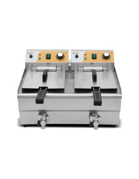 FREIDORA ELÉCTRICA PROFESIONAL 10+10 LITROS 2X3000W CHEF PRO