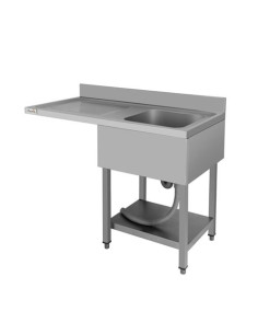 FREGADERO INDUSTRIAL 140X70X85CM CUBETA DERECHA Y ESTANTE CHEF PRO