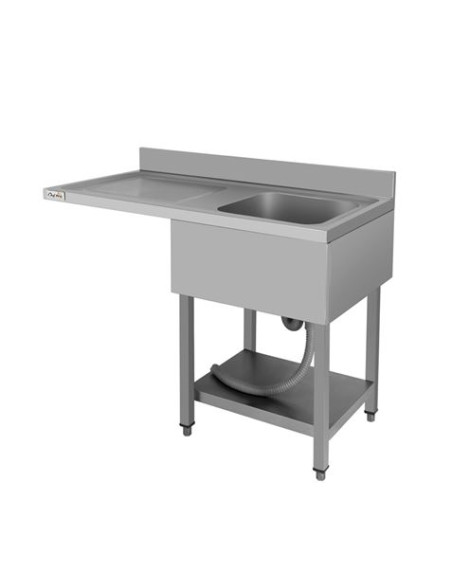 FREGADERO INDUSTRIAL 140X70X85CM CUBETA DERECHA Y ESTANTE CHEF PRO