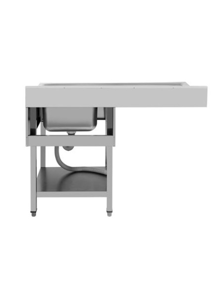 FREGADERO INDUSTRIAL 140X70X85CM CUBETA DERECHA Y ESTANTE CHEF PRO