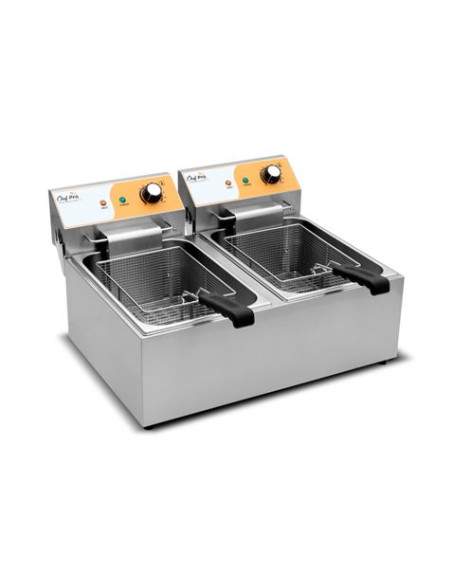 FREIDORA ELÉCTRICA PROFESIONAL 11+11 LITROS 2X3000W CHEF PRO