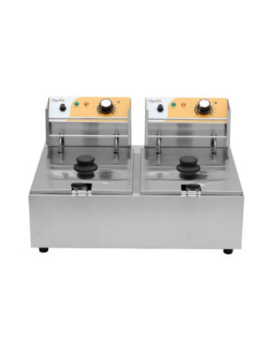 FREIDORA ELÉCTRICA PROFESIONAL DOBLE 9+9 LITROS 2X2500W CHEF PRO