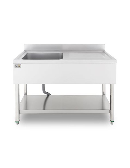 FREGADERO INDUSTRIAL 140X70X85CM CUBETA IZQUIERDA Y ESTANTE CHEF PRO