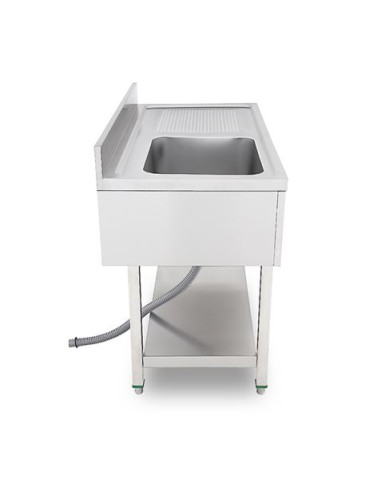 FREGADERO INDUSTRIAL 140X70X85CM CUBETA IZQUIERDA Y ESTANTE CHEF PRO