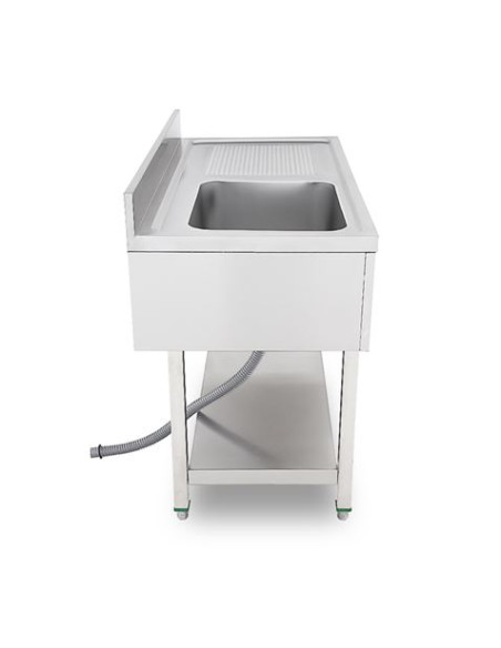 FREGADERO INDUSTRIAL 140X70X85CM CUBETA IZQUIERDA Y ESTANTE CHEF PRO