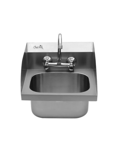 FREGADERO MURAL ACERO INOX PROFESIONAL CON GRIFO Y BACKSPLASH CHEF PRO
