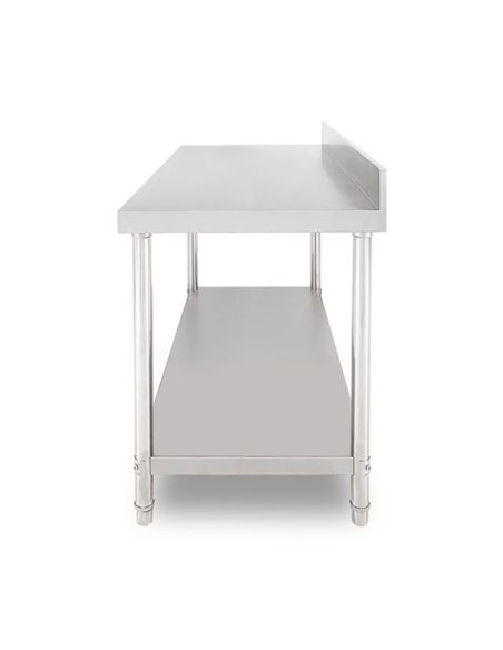 MESA DE TRABAJO ACERO INOXIDABLE 140X70X85CM CON RESPALDO CHEF PRO