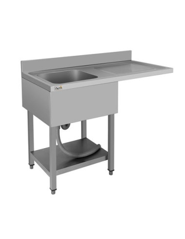 FREGADERO INDUSTRIAL 140X70X85CM CUBETA IZQUIERDA Y ESTANTE CHEF PRO