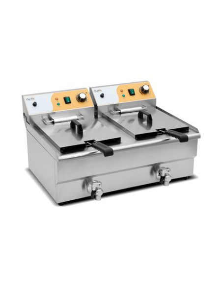 FREIDORA ELÉCTRICA PROFESIONAL 16+16 LITROS 2X3000W CHEF PRO
